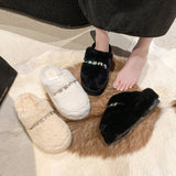 Breakj Head Half Slippers Women Wear 2023 New Autumn And Winter Home Thick Bottom Net Red Senior Sense Hair Hair