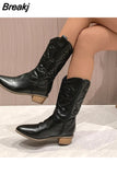 Women's Chelsea Small and Medium-sized Boots Low Heel Shoes 2023 Fashion Solid Color Winter New Gothic Shoes Sexy High