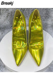 colorful women shoes 8cm 10cm 12cm high heels pointed toe plus size 33-45 work party dating slip on pumps QP186