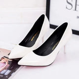 Size Women's Pumps Pointed Toe Patent Leather High Heels Dress Shoes White Wedding Shoes Thin Heels Basic Pump Red