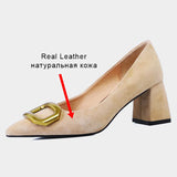 Size 34-42 Women Pumps Sexy Solid Real Leather High Heels Shoes For Woman Spring Party Office Lady Date Retro