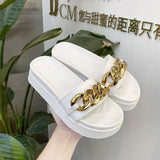 Casual Rivet Rubber Flip Flops Female Shoes Slides Low Luxury Hawaiian Soft 2022 Flat PU Fashion Basic Metal