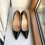 Curl Cut Women Solid Black Patent Pointy Toe High Heel Shoes Elegant Pumps Customize Stilettos Size 46 8cm 10cm