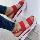 2022 Platform Womens Beach Sandals Summer Ankle Buckle Thick Bottom Sandals Woman Open Toe Plus Size Casual Shoes