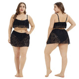 Plus Size Sexy Lace Women Tankini Swimsuit Bikini High Waist Beachwear Solid Summer Padded Swimwear Halter Bikini Set