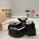 Womens Derby Shoes Autumn Female Footwear Clogs Platform Leather Fall Dress New Creepers Retro Basic Mary Janes Rubber PU Hoof