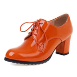 INS Hot Sale Ladies Colorful Lace Up High Heel Round Platform women's Pumps 2022 New Big Size 43 Elegant Comfy