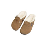 Women's Slippers 2023 Autumn Winter Leather Round Toe Slippers Couple Slippers Outdoor Casual Keep Warm Women Suede Slides