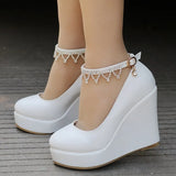 Queen Ankle Strap Platform Wedges Women Pump High Heels Sapato Feminino Dress
