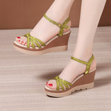 Heel High Heel Sandals Women's 2023 Summer New Style Muffin Thick Bottom Waterproof Table Size 41-43 Hundred Open Toe