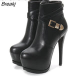 Ankle Boots High Heels Women Shoes Peep Toe Sexy Lady Chelsea Boots Party Thin Heeled Size 35-40 Boots Female Women