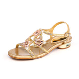 Sandals Women's Open-Toed Summer Fashion Low Heel Comfort All-Purpose Diamond-Encrusted Bohemian Sandals