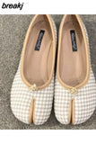 Women Flats Tabi Ninja Moccasins Round Split Toe Shallow Lazy Slip On Slingback Mules Leather Shoes Soft Loafers Slip