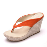 Queen Platform Wedges Flip Flops High Heels Slippers White Beach Sandals Bohemia