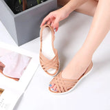 Summer Women Fashion Jelly Sandals Low Heel Peep Toe Shallow Slides Casual Beach Outdoor Female Ladies Slipper