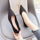Pointed Toe Ballet Flats Women Spring Autumn Low Slip on Comfortable Mules Soft Mesh Flat Knitted Dress Shoes Ladies