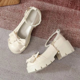 lolita Mary Jane Shoes platform shoes Women Spring Solid Color Thick Bottom Light Leather Shoes Tacones Plataforma
