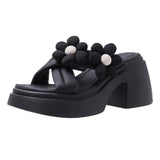 Breakj Wind Flower Thick Bottom Slippers Female Wear Female 2023 Summer New Fashion Beach Open Toe Slippers