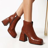 Size 34-43 Female Zipper Solid High Heel Platform women's Boots Office Lady Trendy Autumn Winter Design Shoes