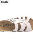 2023 New Fashion Summer Cork Slipper Women Casual Beach Non-slip Outside Cut-outs Slip on Slides