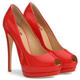 Heel Waterproof Platform Fish Mouth High Heels Mirror Gold And Silver Red Naked Black Lacquered Leather Shoes