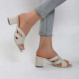 Women Sandals 2023 Summer Fashion Slippers Lightweight Casual Sandals New Cross Check Plaid Shallow Heel Women's Single