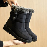 Fur Waterproof Snow Boots for Women Thicken Plush Ankle Booties Woman Winter 2023 Non Slip Warm Padded Boots Plus Size