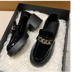 Women Square heel Platform Shoes Height Heels Women's Casual Loafers for Autumn And Winter Metal Decoration Heels Dress