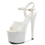 Breakj Lacquered Leather Sandals High Heels Sexy Black Waterproof Platform Hate Day High Slippers Female