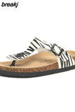 New Beach Cork Flip Flops Slippers 2023 Casual Summer Women Mixed Color Print Unisex Slip on Slides