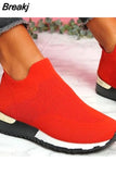 Summer 2023 Trendy Platform Flats Sneakers Socks Shoes Tennis Breathable SlipOn Casual Sports Footwear Ladies