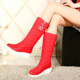 Women Down Snow Boots Girls Cotton Shoes South Korea Style Platform Wedges Mid Calf Boots Female Plush Warm Inner 2020