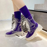 Platform Boots 2021 New Fashion Women Waterproof Ankle Boots Feminine Clear Heel Short Boots Sexy Female Rain