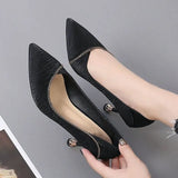 Luxury Women 5-7cm High Heels Pumps Black Office Ladies Design Thin Heel Prom Stiletto Party Sexy Wedding Leather