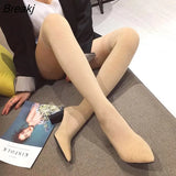 Women Sock Boots Over The Knee Pointed Toe Elastic Fabric Boots Woman Slip On Thick High Heels Stretch Boots Woman Black