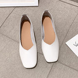 Shoes Women 2024 Spring Model New Flat Korean Version Square Mouth Fairy Shoes Grandma Shoes Shallow Women's Shoes Pregnant Women Bean