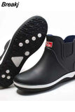 Rain shoes Men Waterproof Rain Boots Non-Slip Rubber Boots Shoes Removable Velvet Cover Four Seasons Work Rubber