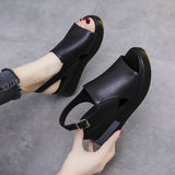 Summer Fashion New Large Women's Sandals Women's Outerwear Open Toe Solid Color Comfortable Thick Sole