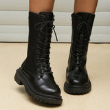 PU Leather Combat Boots for Women 2023 Autumn Winter Non Slip Motorcycle Boots Woman Fashion Platform Ankle Botas