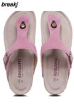 New Summer Women Beach Shoe Casual Cork PU Leather Slippers Men Outdoor Fashion Flip Flops