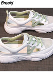 Summer Sandals Women Mesh Casual Platform Trainers Sneakers Shoes Flat Round Head Korean Female Hollow Out
