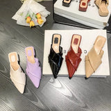 Summer Slippers Women Flip Flops New Casual Indoor Slides Pointed Toe Low Heel Female Shoes Ladies Outside Mules