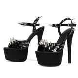Breakj Club Sexy Rivet Black Water Table Fine High Heel Transfled Large Women High Heel