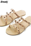 Rivet Crystal Jelly Slipper Shoes Women's Sandals Flat Bottom Slippers Summer Casual Beach Outdoot Female Ladies