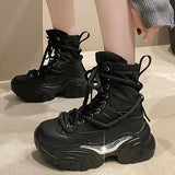 Chunky Platform Motorcycle Boots Women Fashion Thick Bottom Combat Booties Woman 2023 Autumn Winter White Ankle Botas