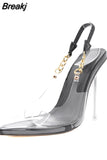 Transparent stiletto High Heels for Women Sexy Pointed Toe Leopard Party Women's Summer Shoes Size 41 42 2023 New