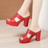 Slippers Women's Summer 2023 New Fishmouth Sandals, Thick Heels, Waterproof Platform, Large Size