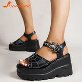 Design 2023 New Summer Platform Wedges Sandals For Women Gothic Punk Buckle Comfy Fashion Sandals Woman Shoes Big Size