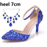 Breakj Tuxedo Diamond Wedding Shoes 9 Fine Heel Pointed Sandals Luxury Water Drill Wedding Shoes