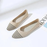 Women Pointed Toe Shallow Flat Shoes Mesh Loafers Soft Bottom Ballet Flats Classic Moccasins Knit Dress Shoes